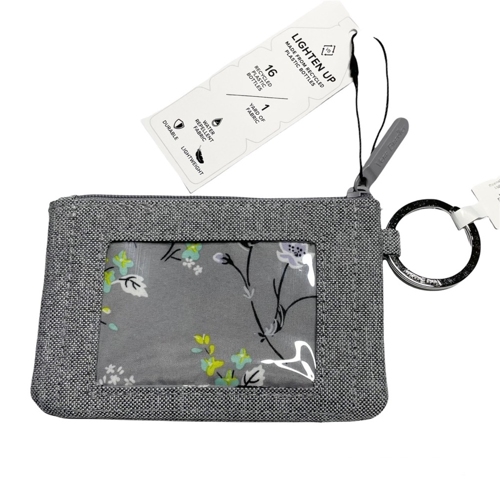 Vera Bradley Grey Zip Wallet/ID case with Key Ring New With Tags